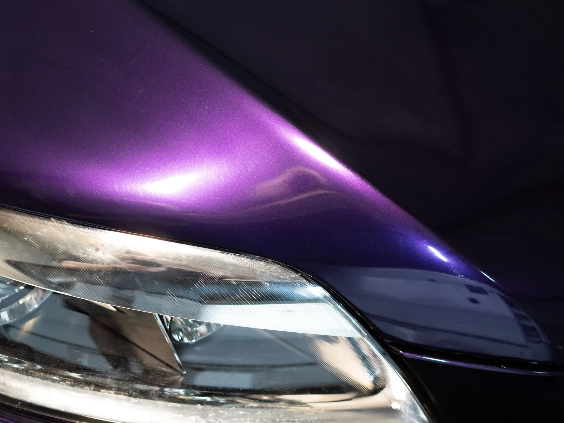 purple car head ceramic coating studio finish rosedale auckland