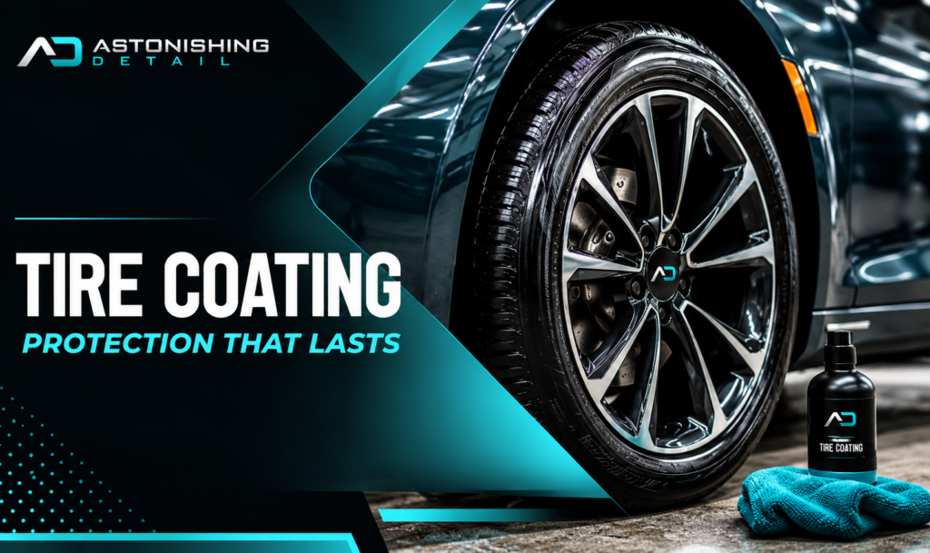 Tire coating to protect tires during professional car detailing